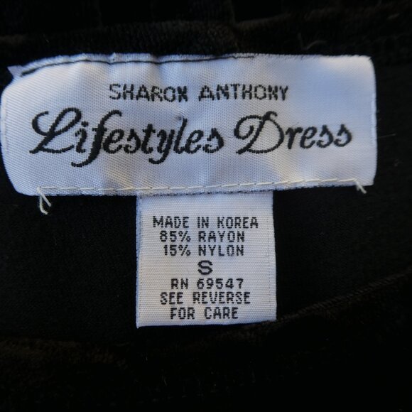 VeLVeT Vintage Sharon Anthony Lifestyles Dress Black Velour Maxi Tank Stretchy S - Picture 4 of 4